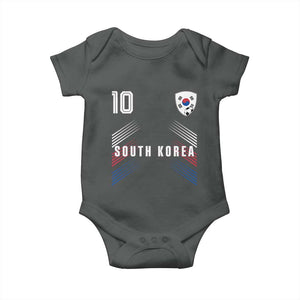 South Korea Soccer Sports Graphic Number 10 Jersey Style Baby Onesie Proud Korean Football Fans Game Day Pride TS02 Dark Heather Print Your Wear