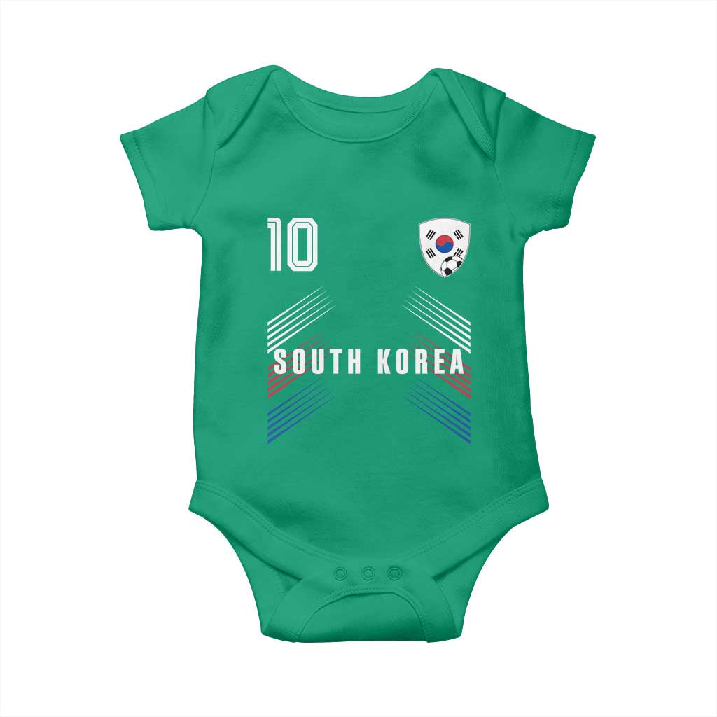 South Korea Soccer Sports Graphic Number 10 Jersey Style Baby Onesie Proud Korean Football Fans Game Day Pride TS02 Irish Green Print Your Wear