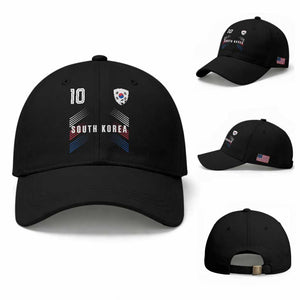 South Korea Soccer Sports Graphic Number 10 Jersey Style Baseball Cap Proud Korean Football Fans Game Day Pride TS02 Baseball Cap Universal Fit Black Print Your Wear