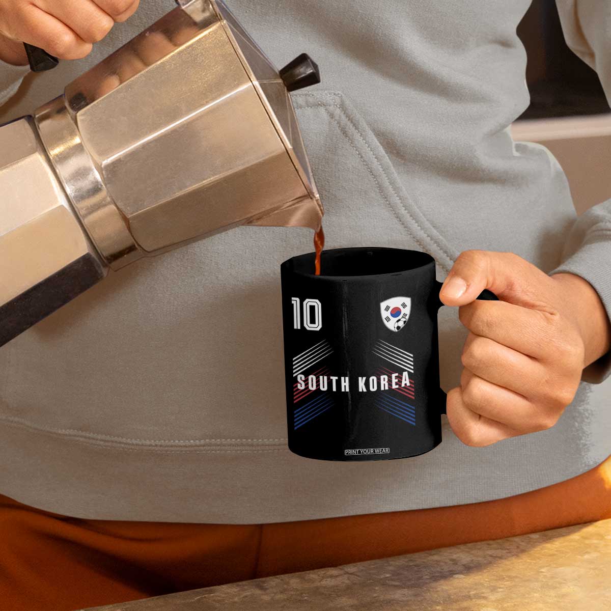 South Korea Soccer Sports Graphic Number 10 Jersey Style Coffee Mug Proud Korean Football Fans Game Day Pride TS02 Print Your Wear