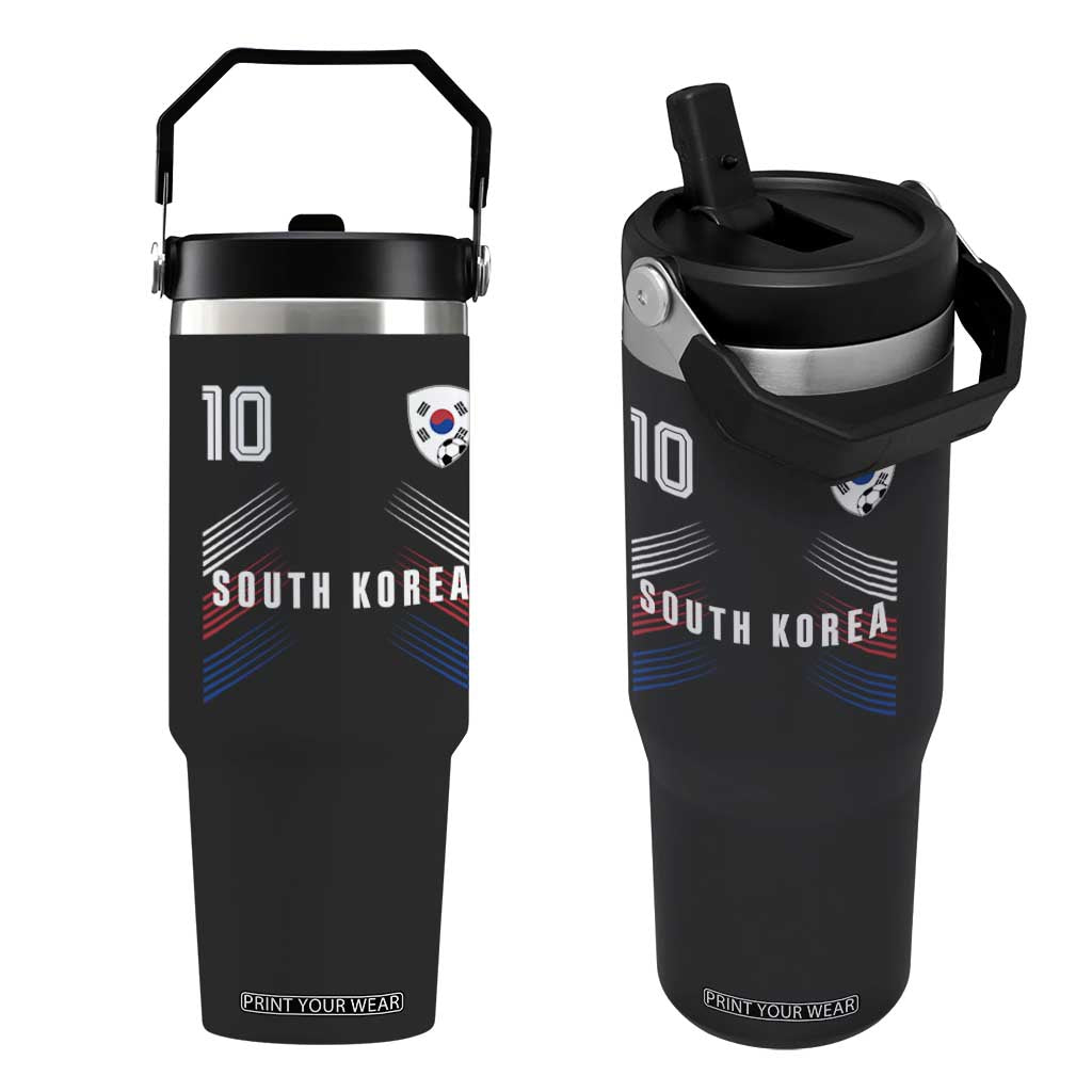 South Korea Soccer Sports Graphic Number 10 Jersey Style Flip Straw Tumbler Proud Korean Football Fans Game Day Pride TS02 One Size: 30 oz Black Print Your Wear