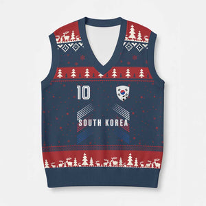 South Korea Soccer Sports Graphic Number 10 Jersey Style V-Neck Knit Sweater Vest Proud Korean Football Fans Game Day Pride TS02 Navy Red Print Your Wear