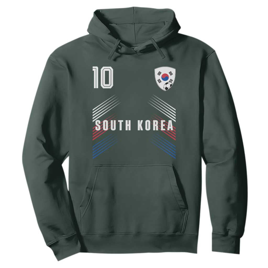 South Korea Soccer Sports Graphic Number 10 Jersey Style Hoodie Proud Korean Football Fans Game Day Pride TS02 Dark Forest Green Print Your Wear