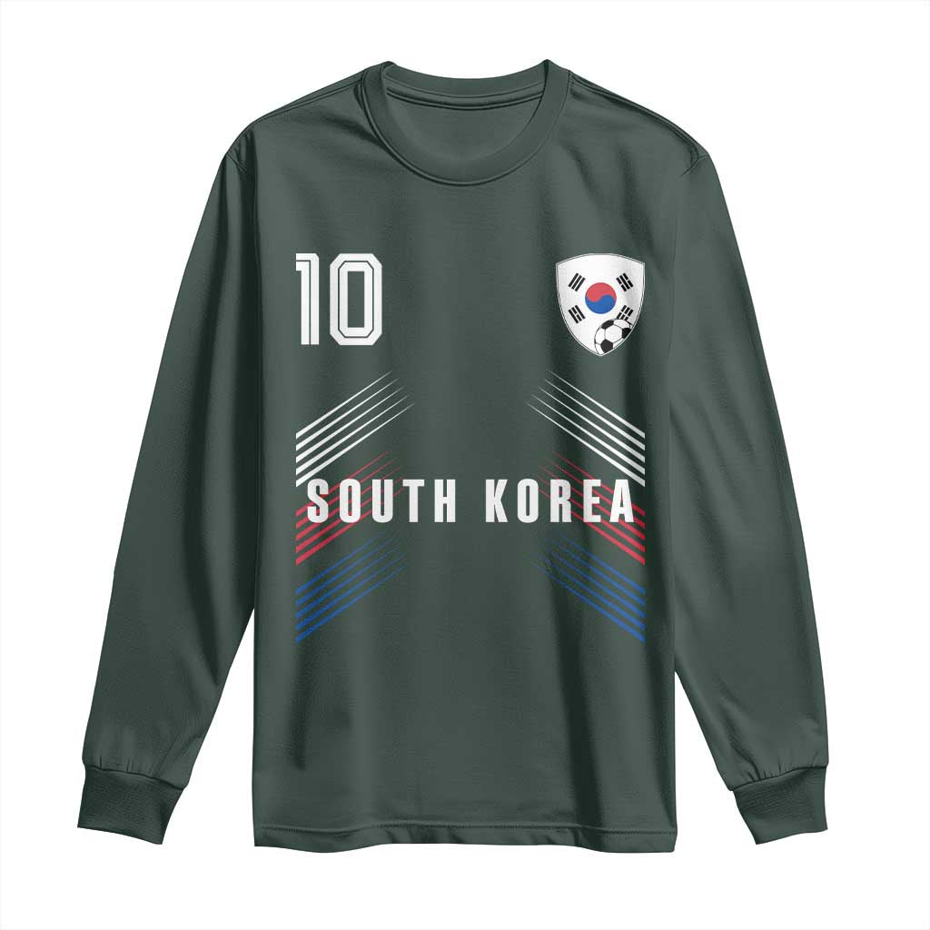 South Korea Soccer Sports Graphic Number 10 Jersey Style Long Sleeve Shirt Proud Korean Football Fans Game Day Pride TS02 Dark Forest Green Print Your Wear