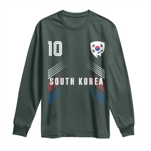 South Korea Soccer Sports Graphic Number 10 Jersey Style Long Sleeve Shirt Proud Korean Football Fans Game Day Pride TS02 Dark Forest Green Print Your Wear