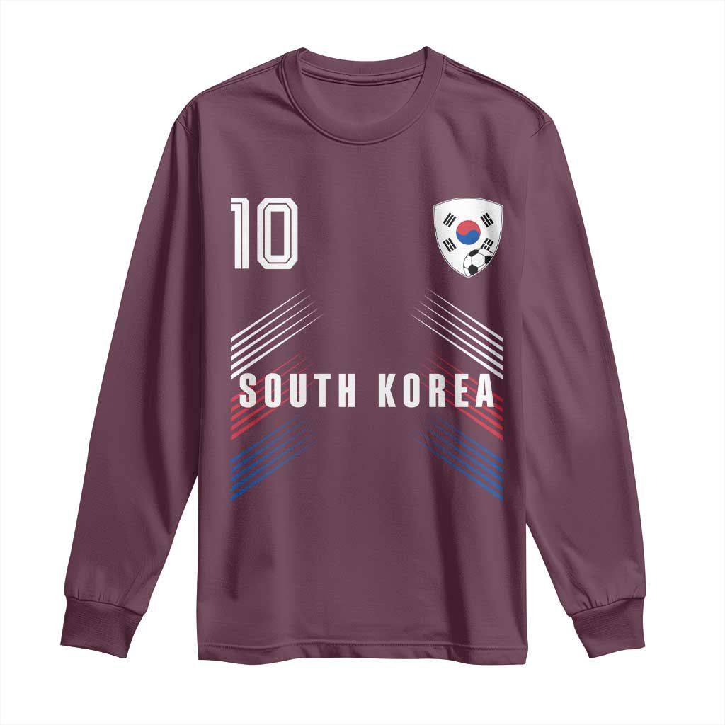 South Korea Soccer Sports Graphic Number 10 Jersey Style Long Sleeve Shirt Proud Korean Football Fans Game Day Pride TS02 Maroon Print Your Wear