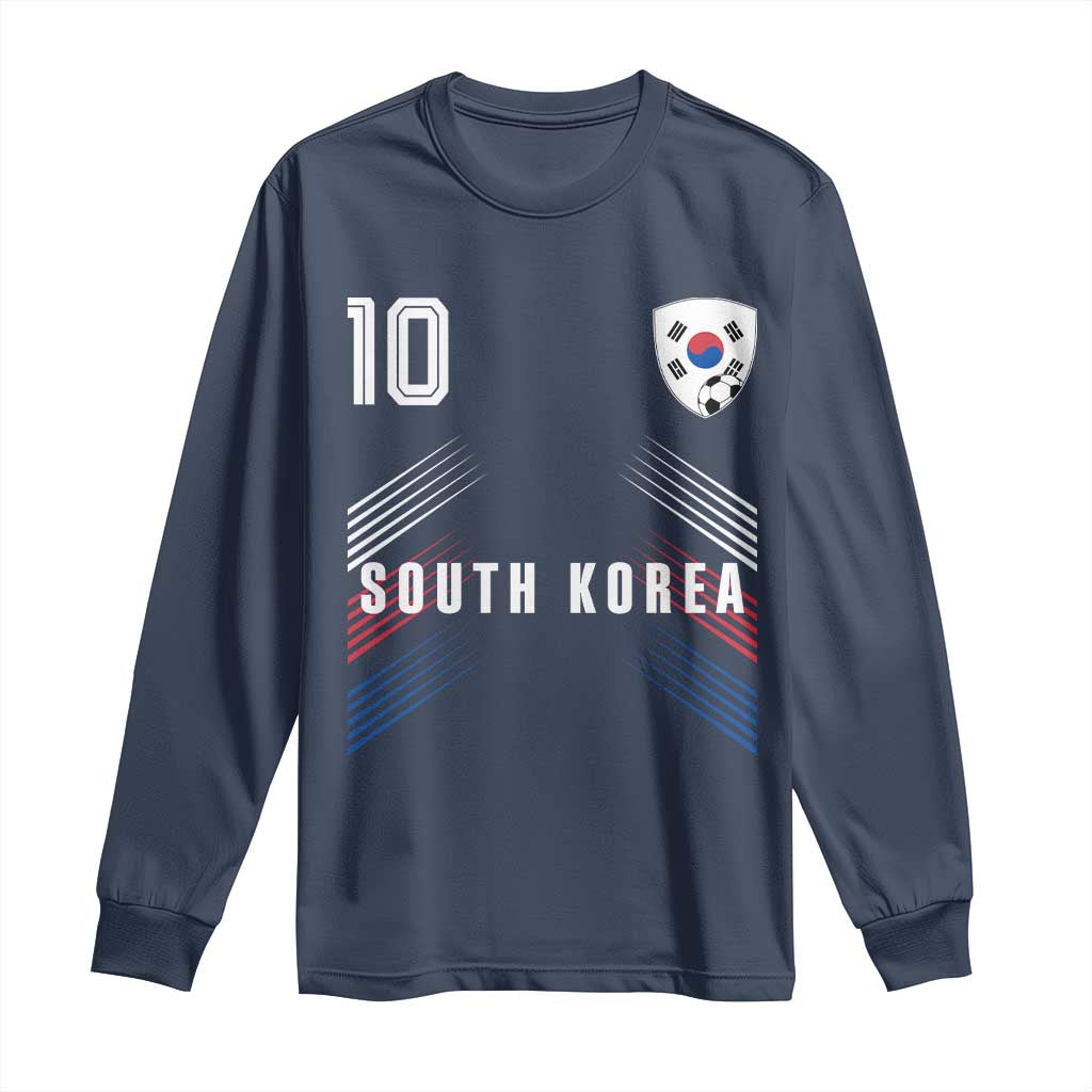 South Korea Soccer Sports Graphic Number 10 Jersey Style Long Sleeve Shirt Proud Korean Football Fans Game Day Pride TS02 Navy Print Your Wear