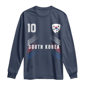 South Korea Soccer Sports Graphic Number 10 Jersey Style Long Sleeve Shirt Proud Korean Football Fans Game Day Pride TS02 Navy Print Your Wear