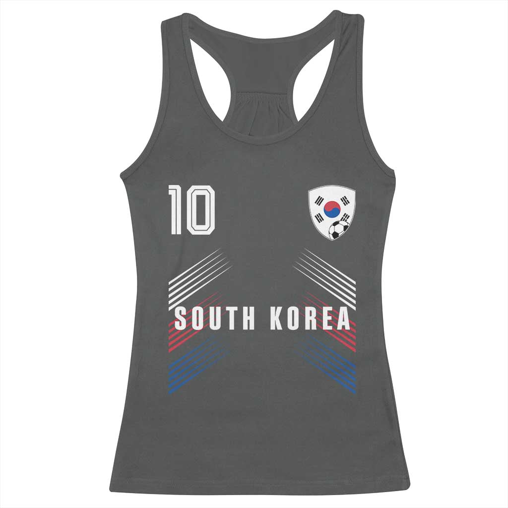 South Korea Soccer Sports Graphic Number 10 Jersey Style Racerback Tank Top Proud Korean Football Fans Game Day Pride TS02 Dark Heather Print Your Wear
