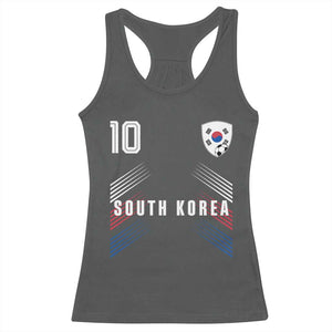 South Korea Soccer Sports Graphic Number 10 Jersey Style Racerback Tank Top Proud Korean Football Fans Game Day Pride TS02 Dark Heather Print Your Wear