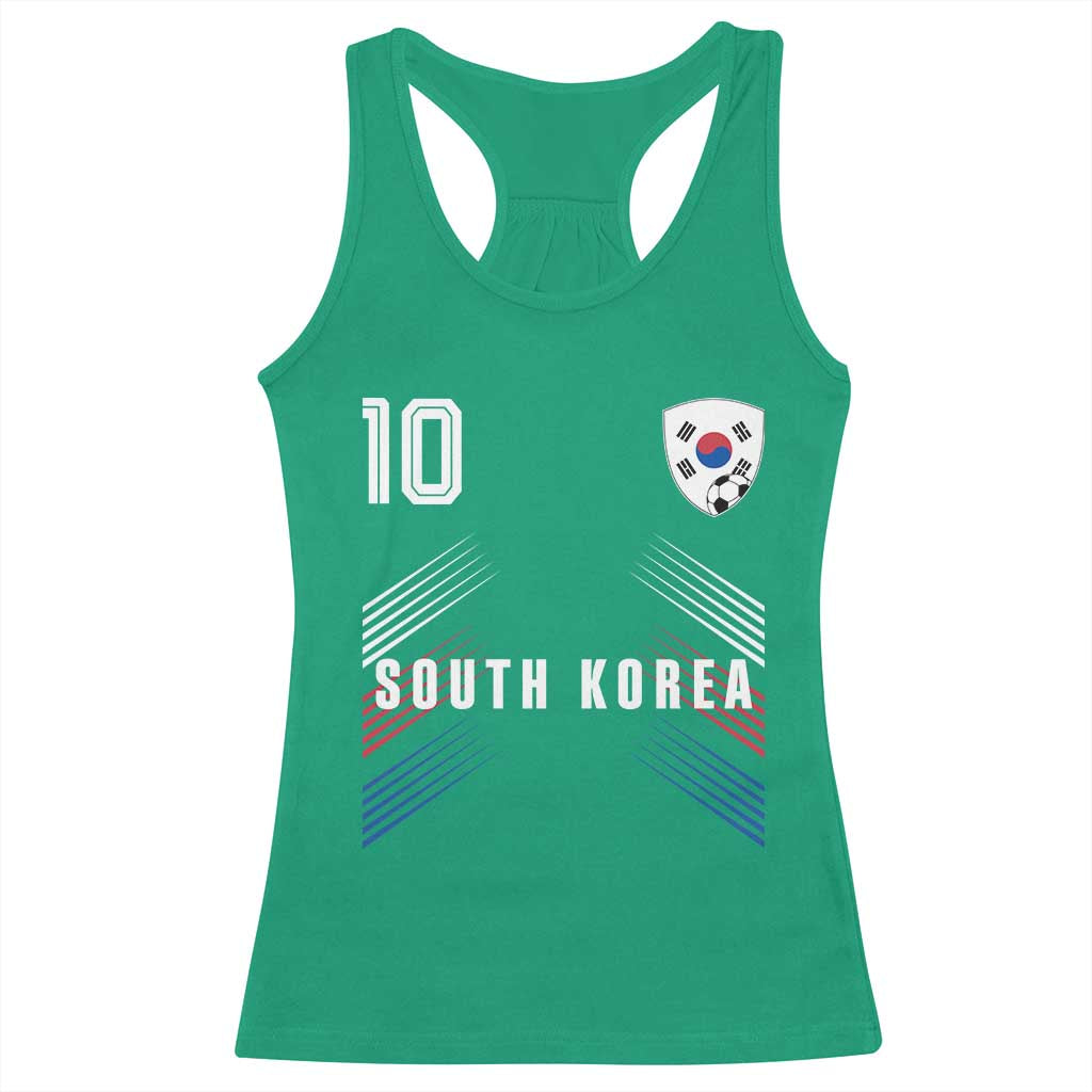 South Korea Soccer Sports Graphic Number 10 Jersey Style Racerback Tank Top Proud Korean Football Fans Game Day Pride TS02 Irish Green Print Your Wear