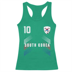 South Korea Soccer Sports Graphic Number 10 Jersey Style Racerback Tank Top Proud Korean Football Fans Game Day Pride TS02 Irish Green Print Your Wear