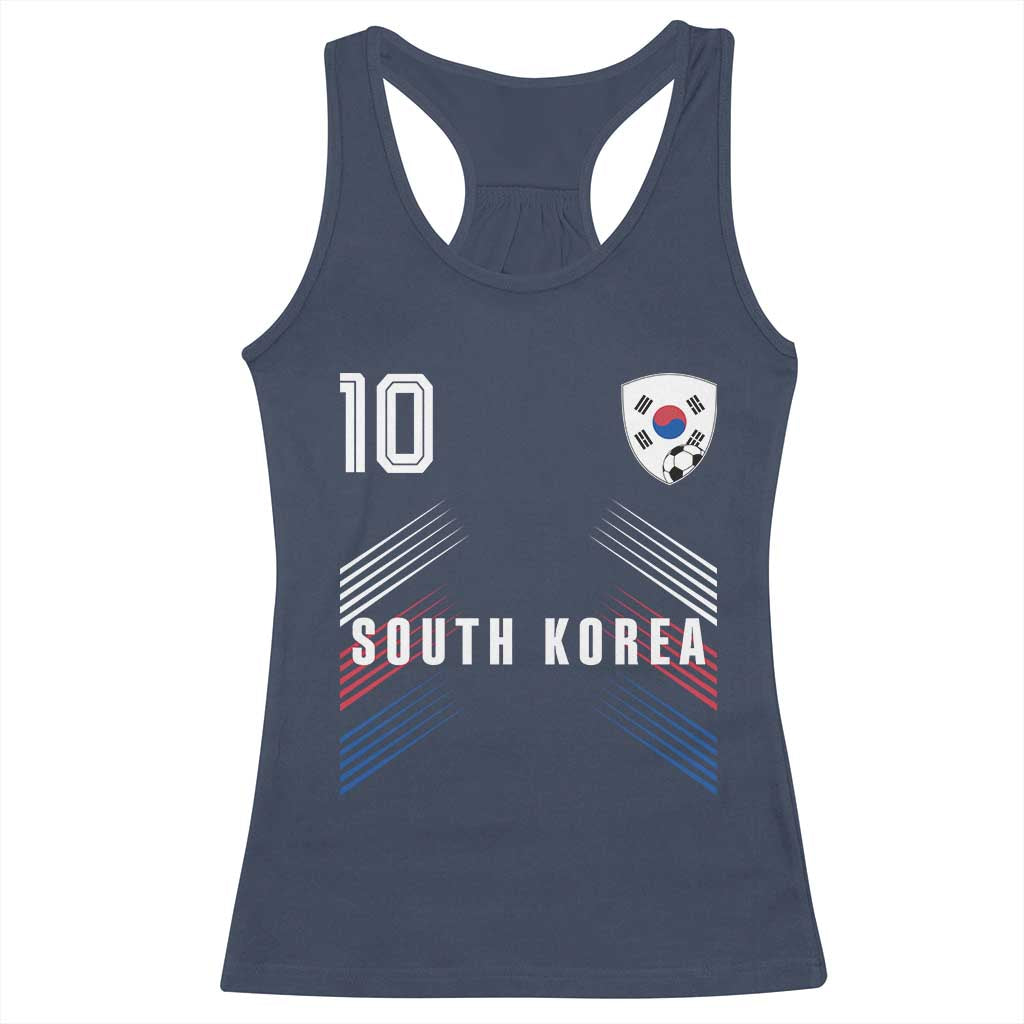 South Korea Soccer Sports Graphic Number 10 Jersey Style Racerback Tank Top Proud Korean Football Fans Game Day Pride TS02 Navy Print Your Wear