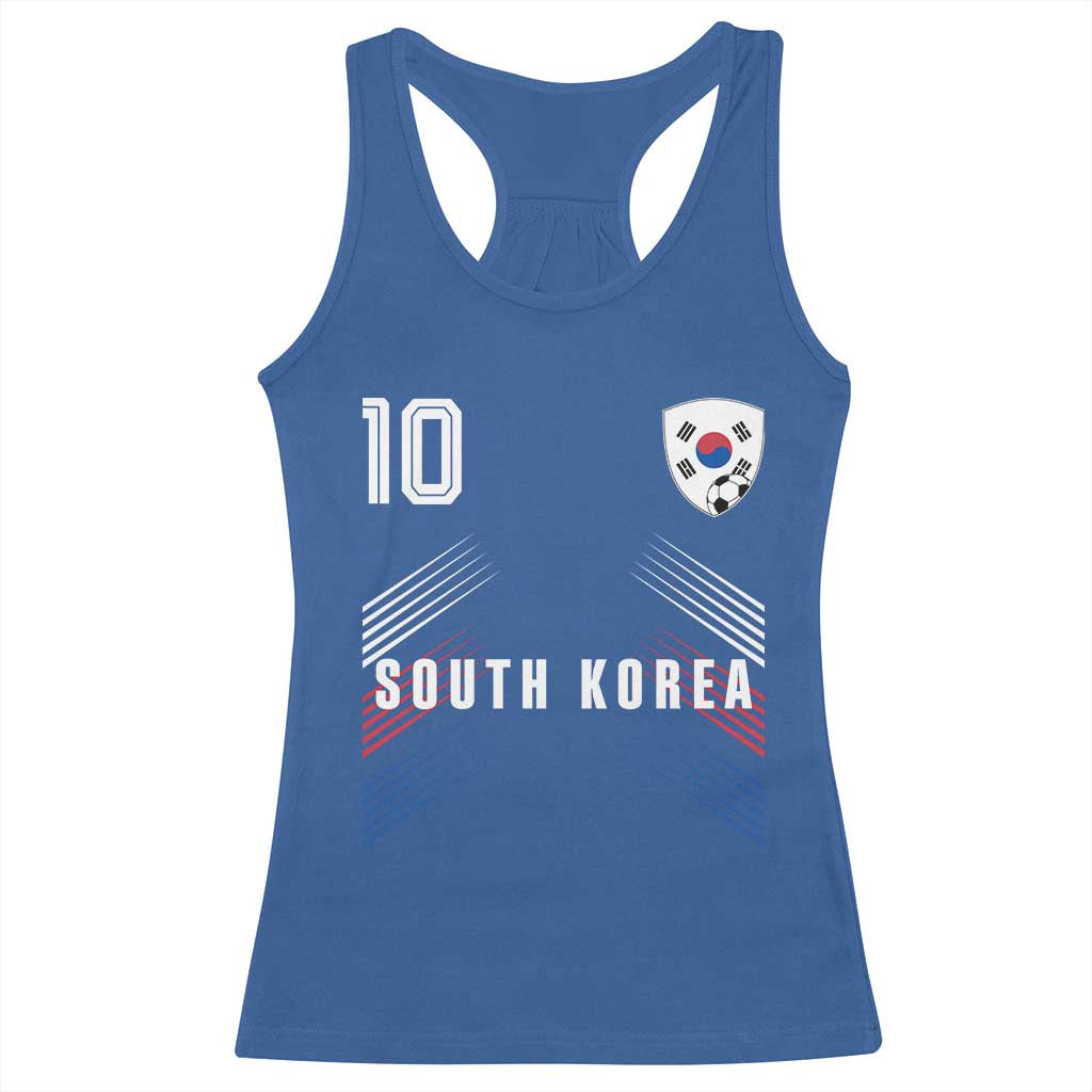 South Korea Soccer Sports Graphic Number 10 Jersey Style Racerback Tank Top Proud Korean Football Fans Game Day Pride TS02 Royal Blue Print Your Wear