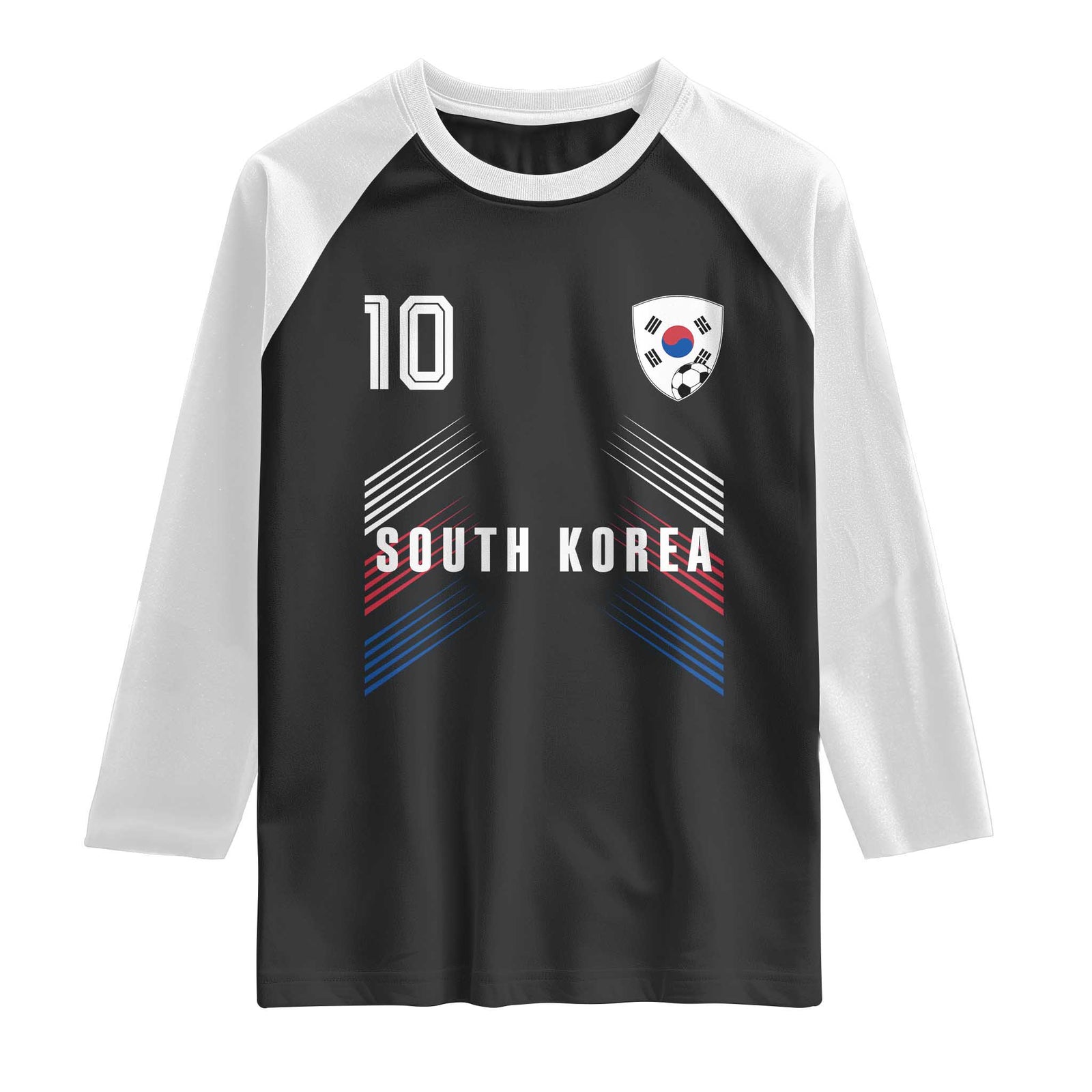 South Korea Soccer Sports Graphic Number 10 Jersey Style Raglan Shirt Proud Korean Football Fans Game Day Pride TS02 Black White Print Your Wear