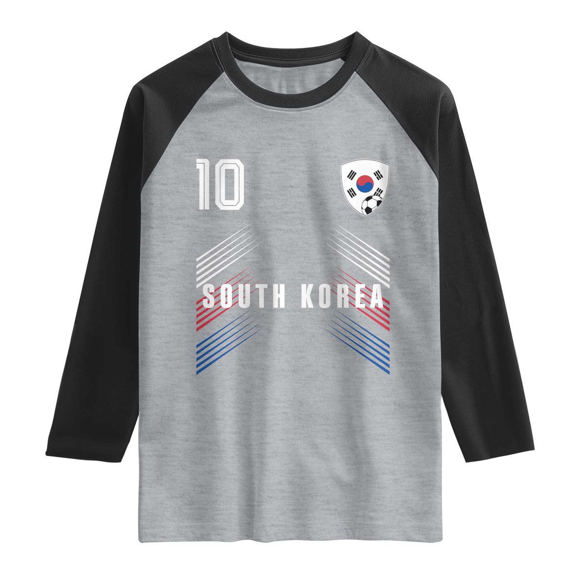 South Korea Soccer Sports Graphic Number 10 Jersey Style Raglan Shirt Proud Korean Football Fans Game Day Pride TS02 Heather Gray Black Print Your Wear