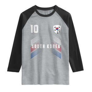 South Korea Soccer Sports Graphic Number 10 Jersey Style Raglan Shirt Proud Korean Football Fans Game Day Pride TS02 Heather Gray Black Print Your Wear