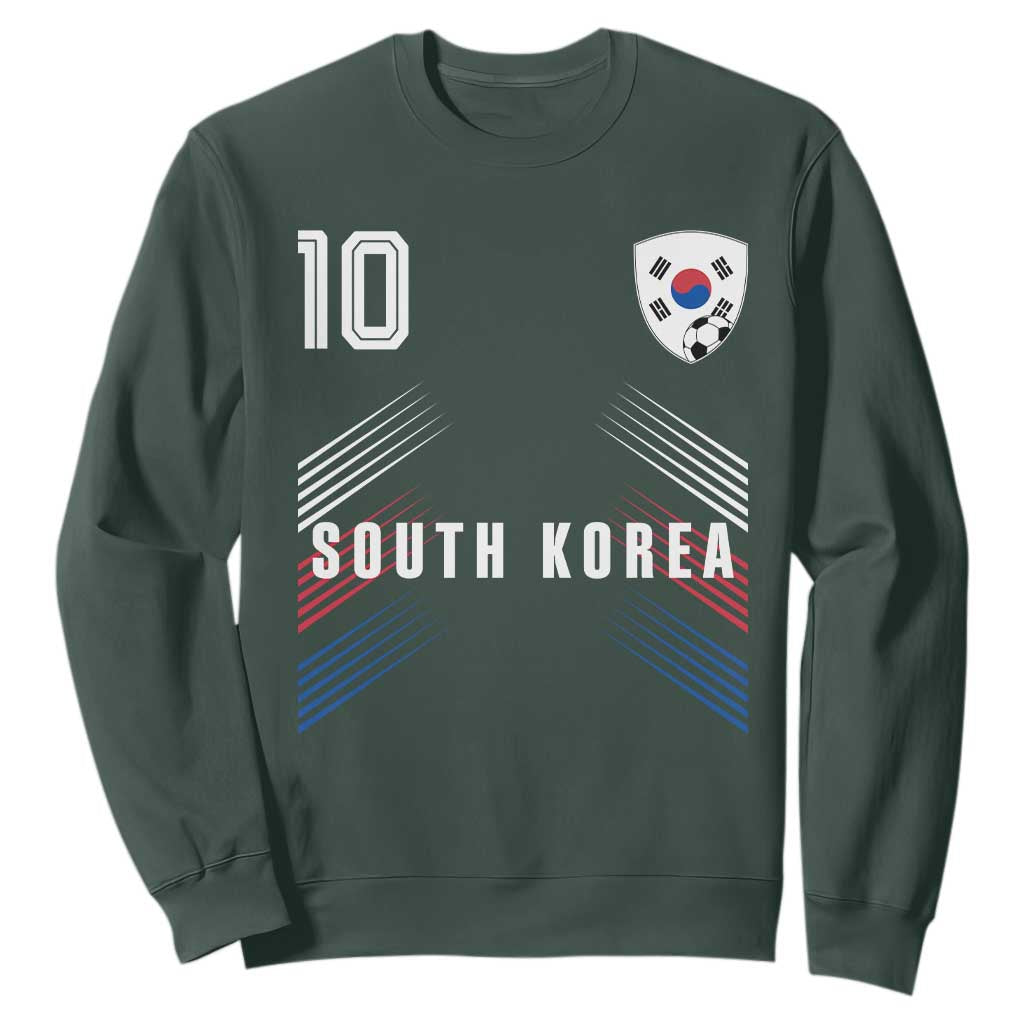 South Korea Soccer Sports Graphic Number 10 Jersey Style Sweatshirt Proud Korean Football Fans Game Day Pride TS02 Dark Forest Green Print Your Wear