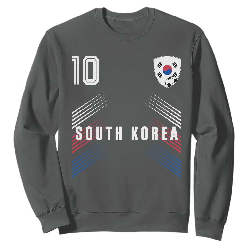 South Korea Soccer Sports Graphic Number 10 Jersey Style Sweatshirt Proud Korean Football Fans Game Day Pride TS02 Dark Heather Print Your Wear