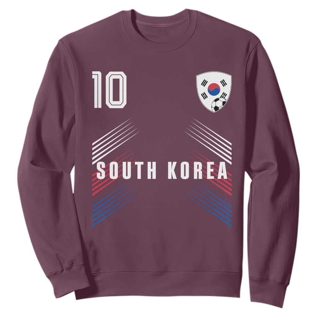 South Korea Soccer Sports Graphic Number 10 Jersey Style Sweatshirt Proud Korean Football Fans Game Day Pride TS02 Maroon Print Your Wear