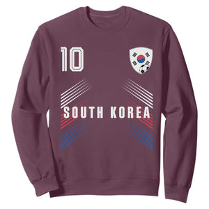 South Korea Soccer Sports Graphic Number 10 Jersey Style Sweatshirt Proud Korean Football Fans Game Day Pride TS02 Maroon Print Your Wear