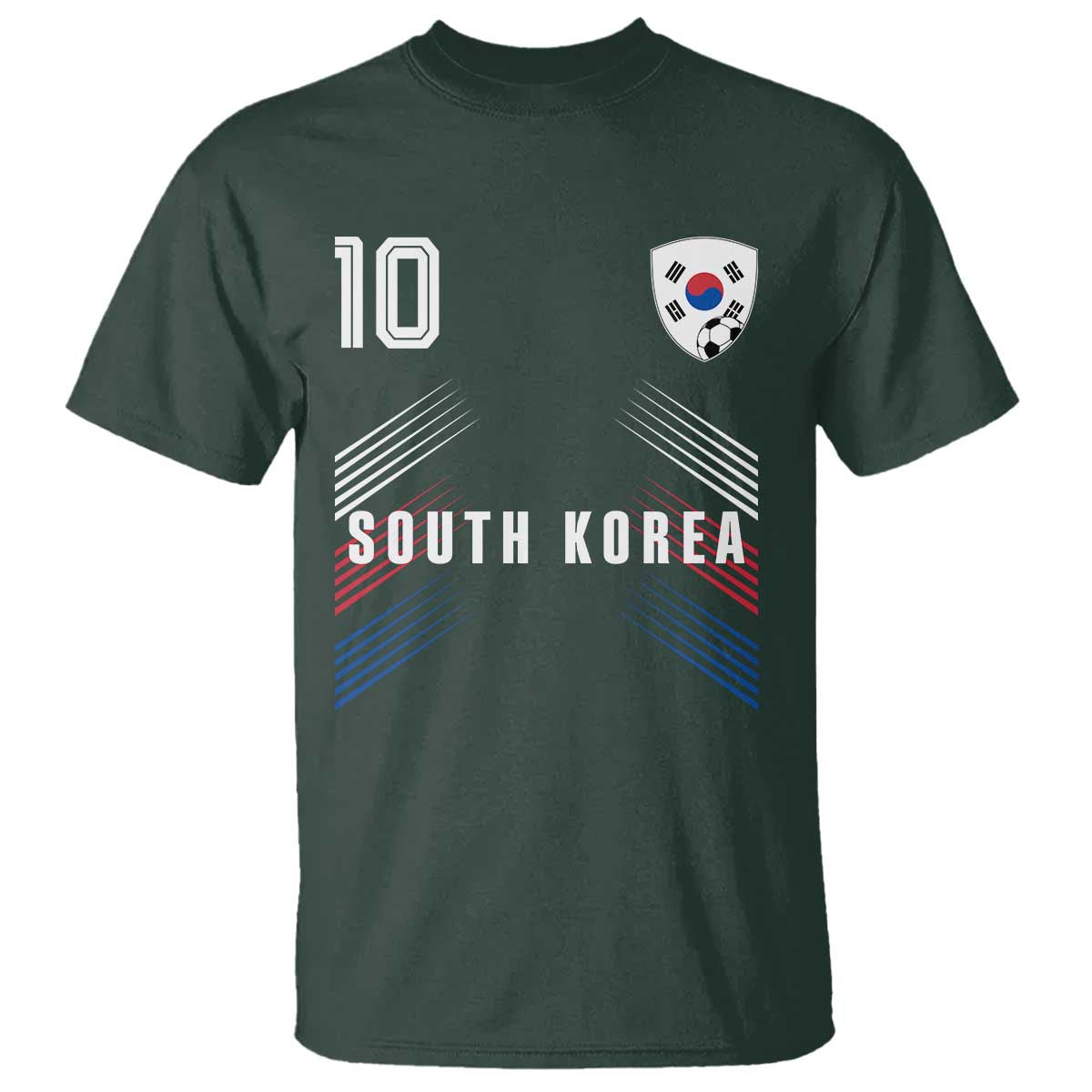 South Korea Soccer Sports Graphic Number 10 Jersey Style T Shirt Proud Korean Football Fans Game Day Pride TS02 Dark Forest Green Print Your Wear