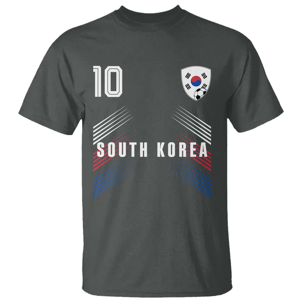 South Korea Soccer Sports Graphic Number 10 Jersey Style T Shirt Proud Korean Football Fans Game Day Pride TS02 Dark Heather Print Your Wear