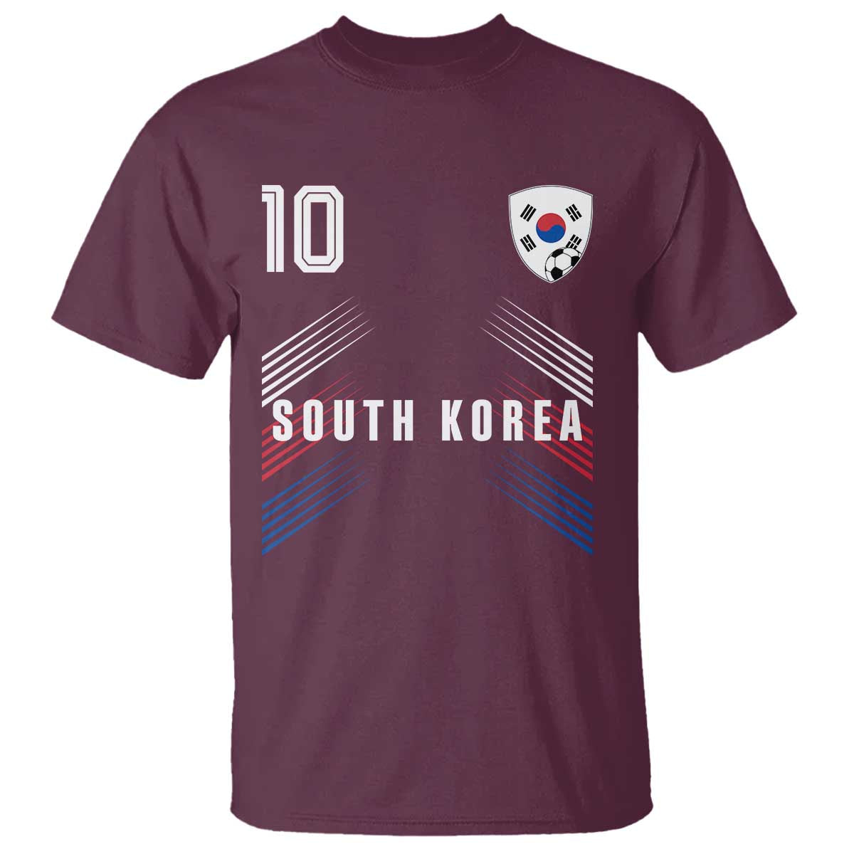 South Korea Soccer Sports Graphic Number 10 Jersey Style T Shirt Proud Korean Football Fans Game Day Pride TS02 Maroon Print Your Wear