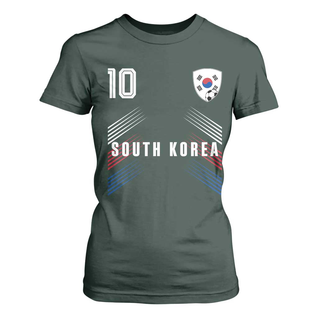 South Korea Soccer Sports Graphic Number 10 Jersey Style T Shirt For Women Proud Korean Football Fans Game Day Pride TS02 Dark Forest Green Print Your Wear