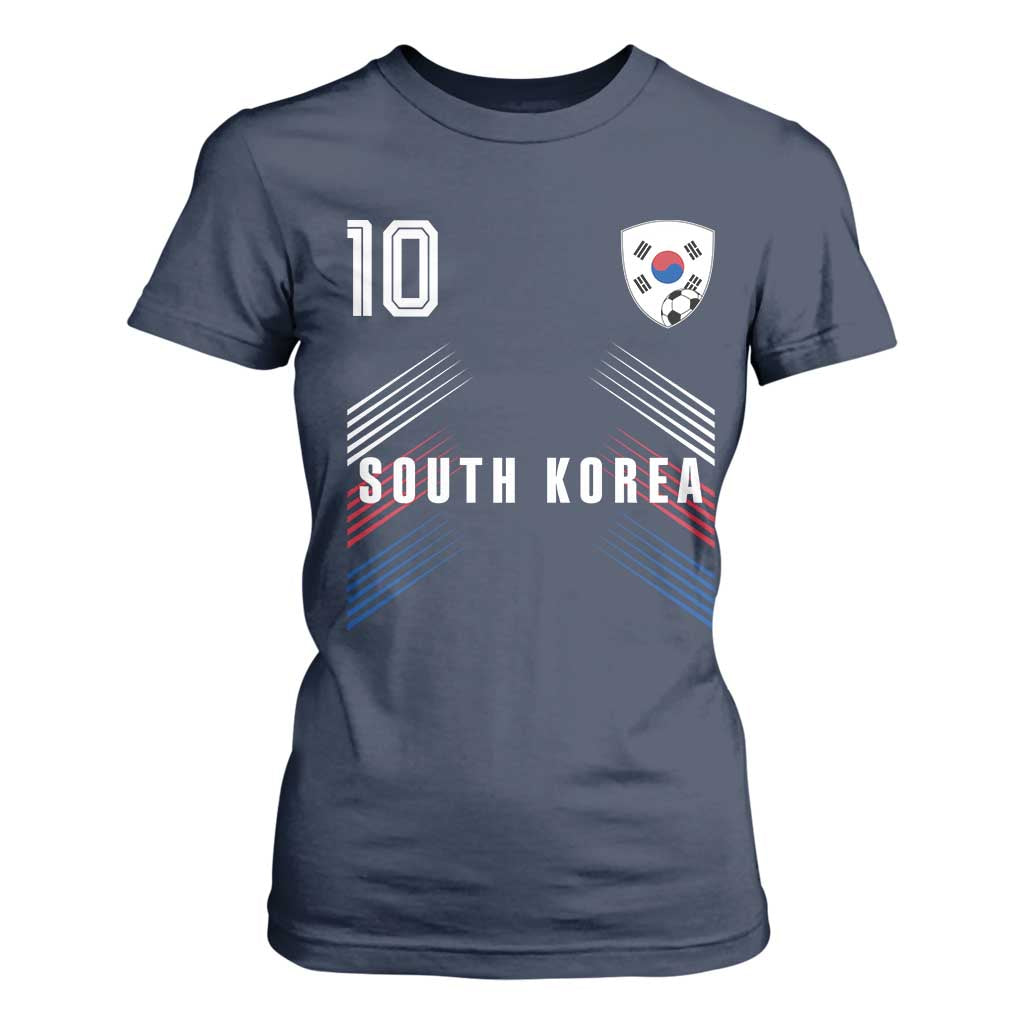 South Korea Soccer Sports Graphic Number 10 Jersey Style T Shirt For Women Proud Korean Football Fans Game Day Pride TS02 Navy Print Your Wear