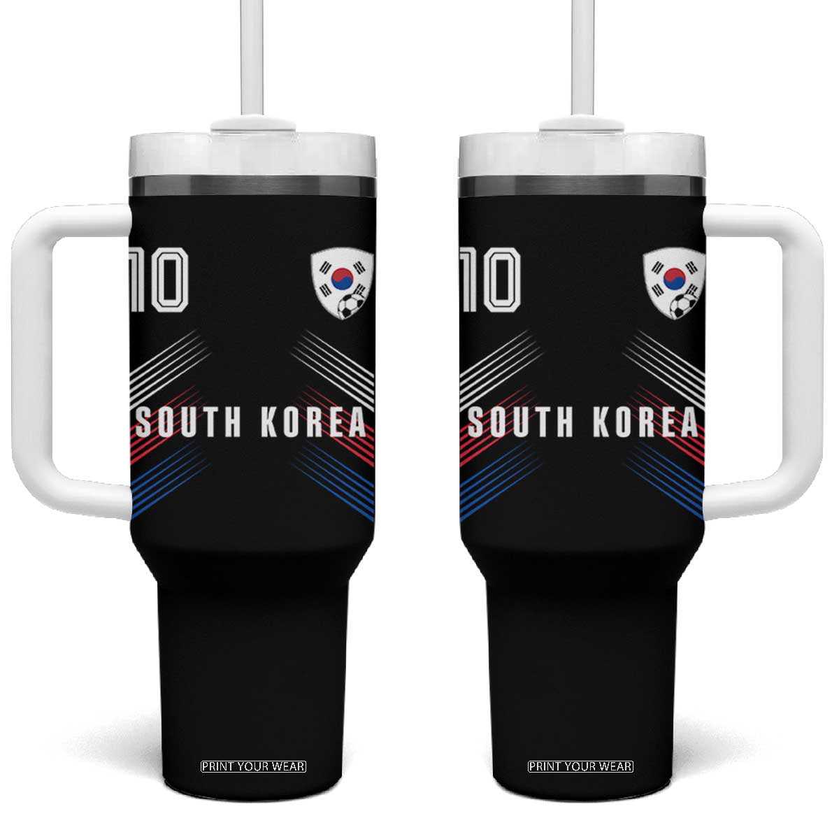 South Korea Soccer Sports Graphic Number 10 Jersey Style Tumbler With Handle Proud Korean Football Fans Game Day Pride TS02 One Size: 40 oz Black Print Your Wear
