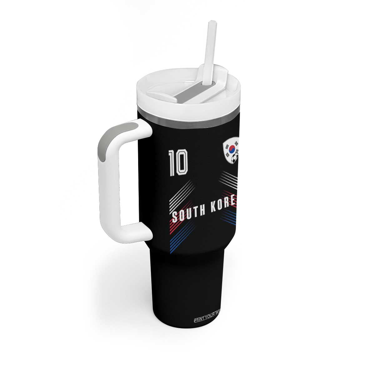 South Korea Soccer Sports Graphic Number 10 Jersey Style Tumbler With Handle Proud Korean Football Fans Game Day Pride TS02 Print Your Wear