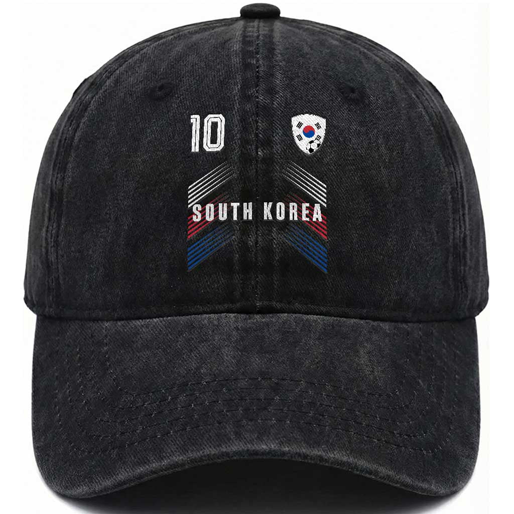 South Korea Soccer Sports Graphic Number 10 Jersey Style Washed Cotton Baseball Cap Proud Korean Football Fans Game Day Pride TS02 Print Your Wear
