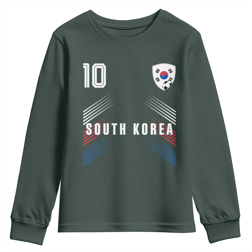 South Korea Soccer Sports Graphic Number 10 Jersey Style Youth Sweatshirt Proud Korean Football Fans Game Day Pride TS02 Dark Forest Green Print Your Wear