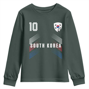 South Korea Soccer Sports Graphic Number 10 Jersey Style Youth Sweatshirt Proud Korean Football Fans Game Day Pride TS02 Dark Forest Green Print Your Wear