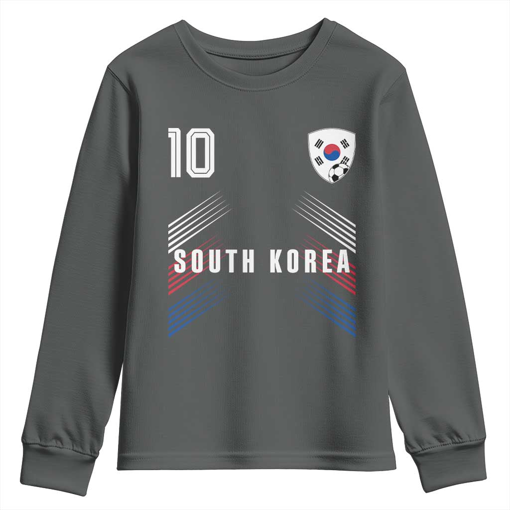 South Korea Soccer Sports Graphic Number 10 Jersey Style Youth Sweatshirt Proud Korean Football Fans Game Day Pride TS02 Dark Heather Print Your Wear