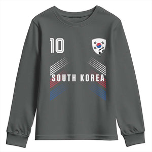 South Korea Soccer Sports Graphic Number 10 Jersey Style Youth Sweatshirt Proud Korean Football Fans Game Day Pride TS02 Dark Heather Print Your Wear