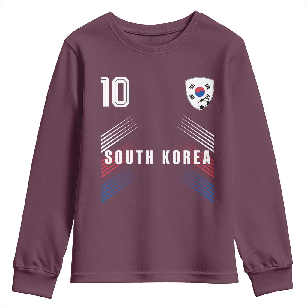 South Korea Soccer Sports Graphic Number 10 Jersey Style Youth Sweatshirt Proud Korean Football Fans Game Day Pride TS02 Maroon Print Your Wear
