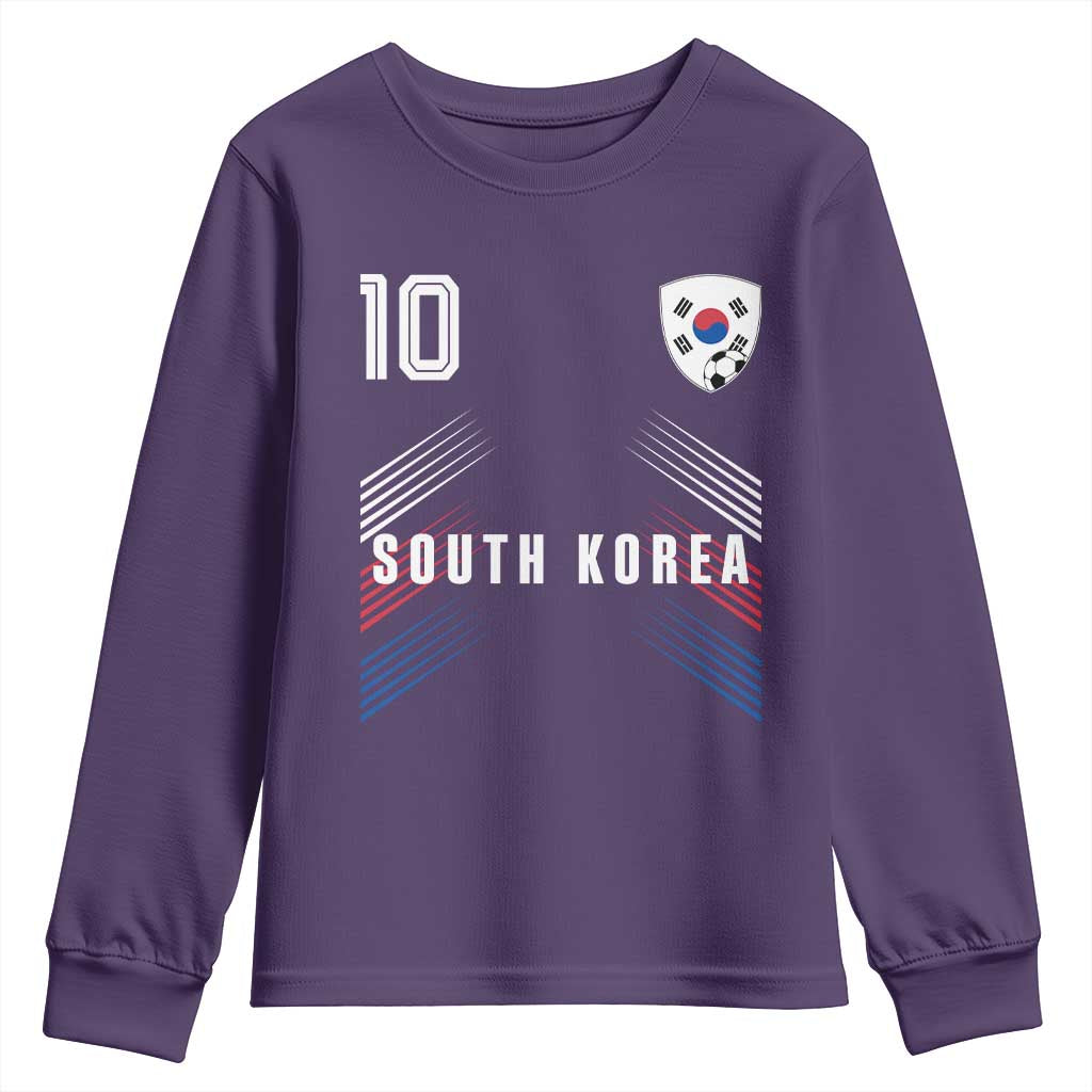 South Korea Soccer Sports Graphic Number 10 Jersey Style Youth Sweatshirt Proud Korean Football Fans Game Day Pride TS02 Purple Print Your Wear