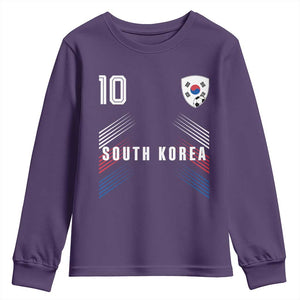 South Korea Soccer Sports Graphic Number 10 Jersey Style Youth Sweatshirt Proud Korean Football Fans Game Day Pride TS02 Purple Print Your Wear