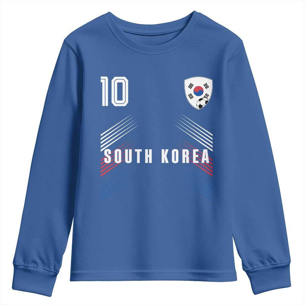 South Korea Soccer Sports Graphic Number 10 Jersey Style Youth Sweatshirt Proud Korean Football Fans Game Day Pride TS02 Royal Blue Print Your Wear