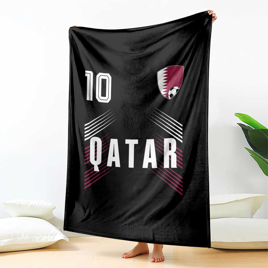 Qatar Soccer Sports Graphic Number 10 Jersey Style Throw Blanket Proud Qatari Football Fans Game Day Pride TS02 Print Your Wear