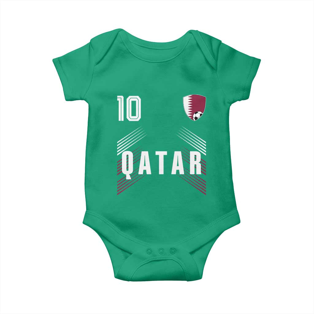 Qatar Soccer Sports Graphic Number 10 Jersey Style Baby Onesie Proud Qatari Football Fans Game Day Pride TS02 Irish Green Print Your Wear