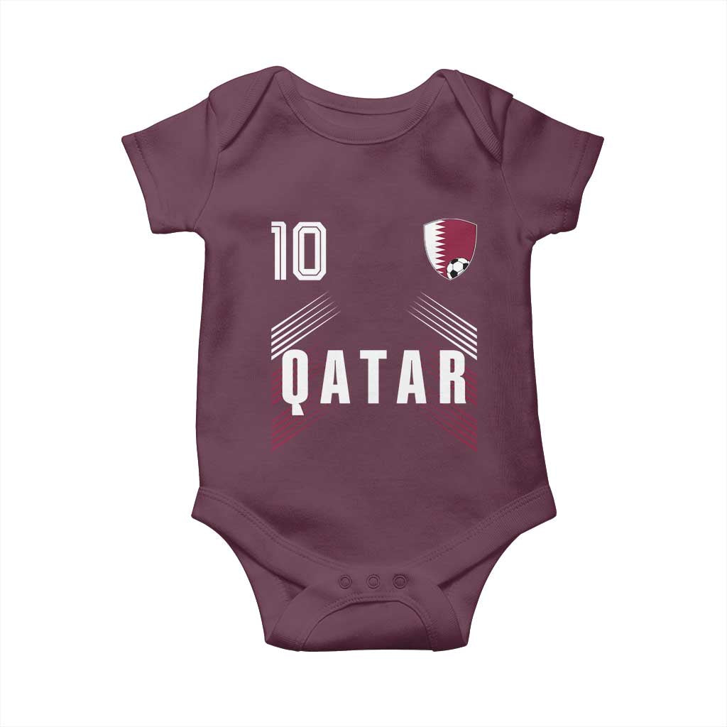 Qatar Soccer Sports Graphic Number 10 Jersey Style Baby Onesie Proud Qatari Football Fans Game Day Pride TS02 Maroon Print Your Wear
