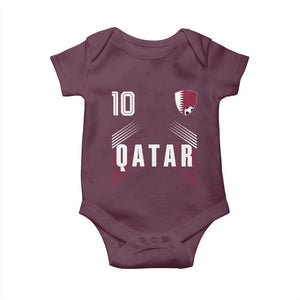 Qatar Soccer Sports Graphic Number 10 Jersey Style Baby Onesie Proud Qatari Football Fans Game Day Pride TS02 Maroon Print Your Wear