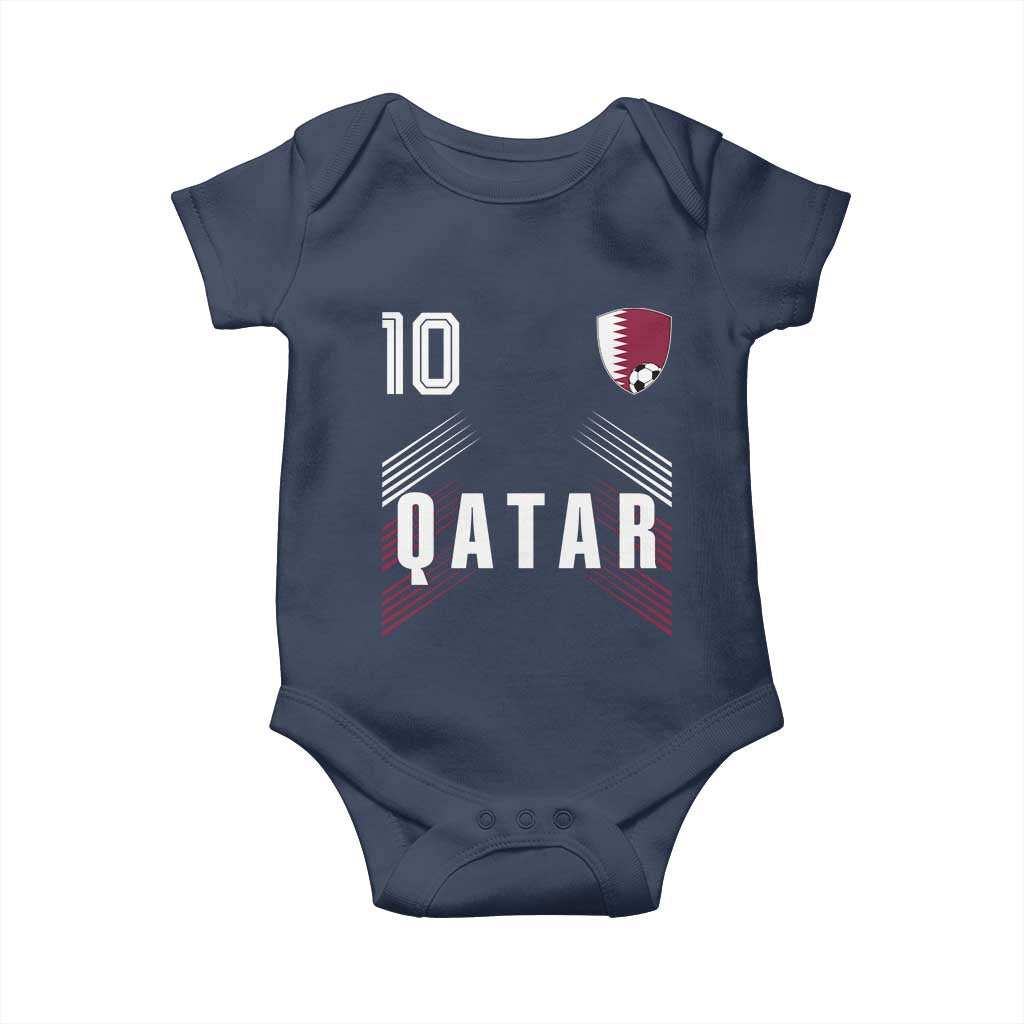 Qatar Soccer Sports Graphic Number 10 Jersey Style Baby Onesie Proud Qatari Football Fans Game Day Pride TS02 Navy Print Your Wear