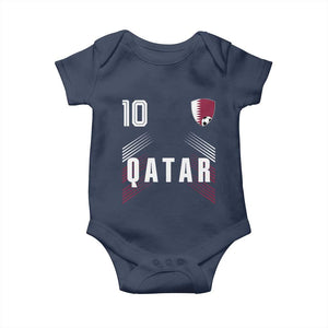 Qatar Soccer Sports Graphic Number 10 Jersey Style Baby Onesie Proud Qatari Football Fans Game Day Pride TS02 Navy Print Your Wear