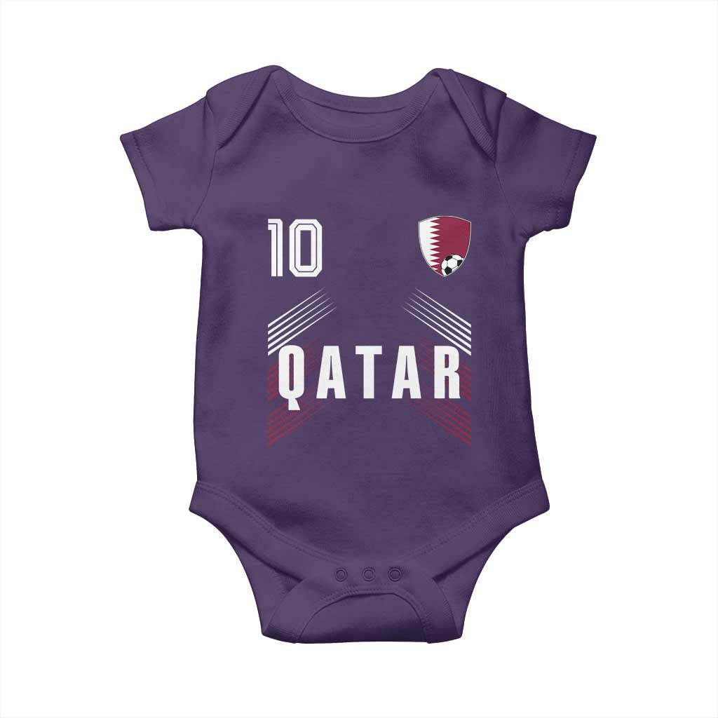 Qatar Soccer Sports Graphic Number 10 Jersey Style Baby Onesie Proud Qatari Football Fans Game Day Pride TS02 Purple Print Your Wear