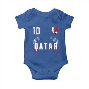 Qatar Soccer Sports Graphic Number 10 Jersey Style Baby Onesie Proud Qatari Football Fans Game Day Pride TS02 Royal Blue Print Your Wear