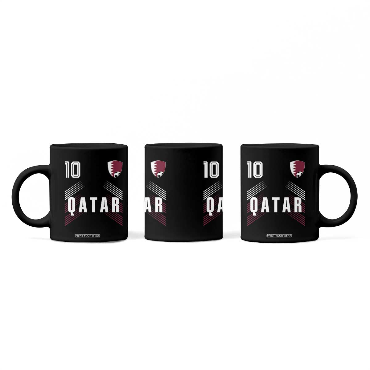 Qatar Soccer Sports Graphic Number 10 Jersey Style Coffee Mug Proud Qatari Football Fans Game Day Pride TS02 Print Your Wear